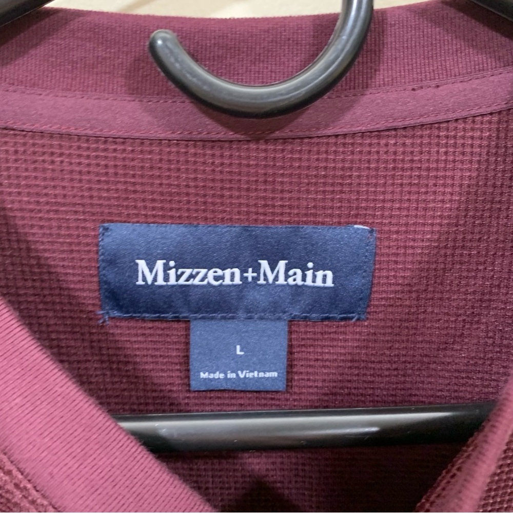 NWT Mizzen +Main Henderson Henley size large color wine solid long sleeve shirt - Picture 4 of 10